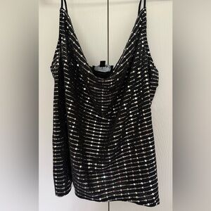 NWT Lulus Black Sequin Cowl Neck Cami Top